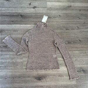Chelsea & Violet Ribbed Turtleneck Sweater - Gray
